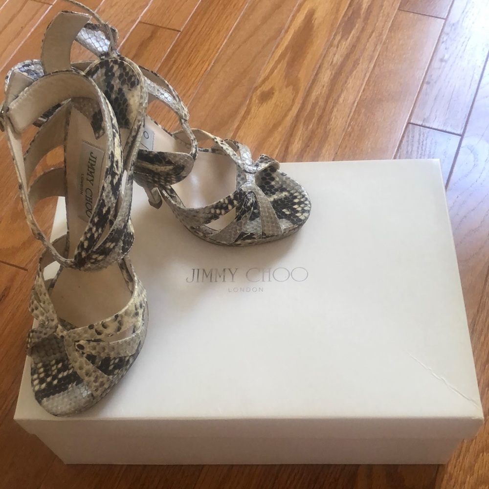 Jimmy Choo natural snake print sandals 371/2